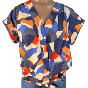 Nine West Multicolor Abstract Blouse Size S.